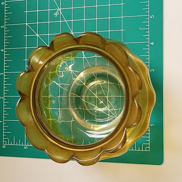 VINTAGE Yellow scalloped thumbprint candy Nut Bowl - Picture 7 of 8